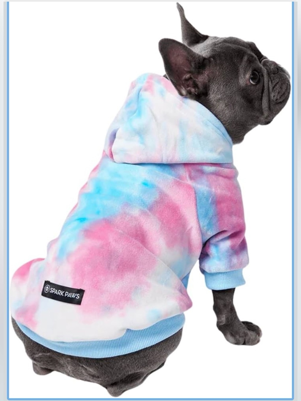 Spark Paws Pink & Blue Tie-Dye Dog Hoodie. Size L, 15-25 lbs.